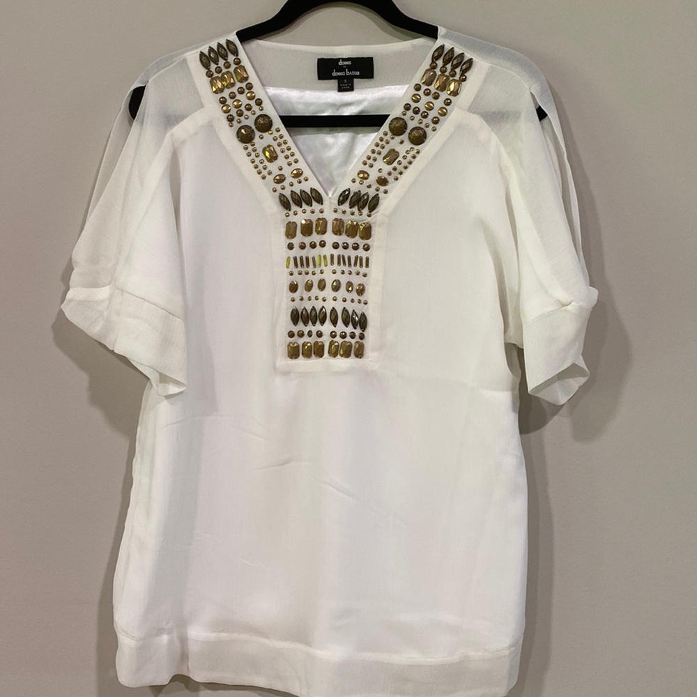Dennis Basso studded organza tunic.